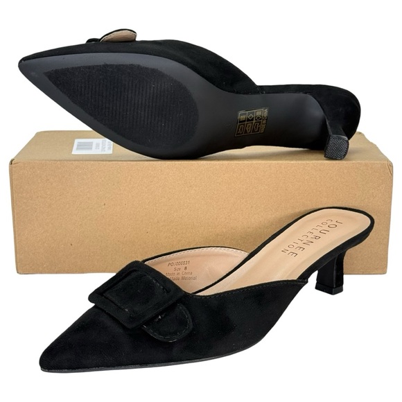Journee Collection Vianna Black Microsuede Kitten Heel Womens Flats Size 8M - Picture 10 of 10